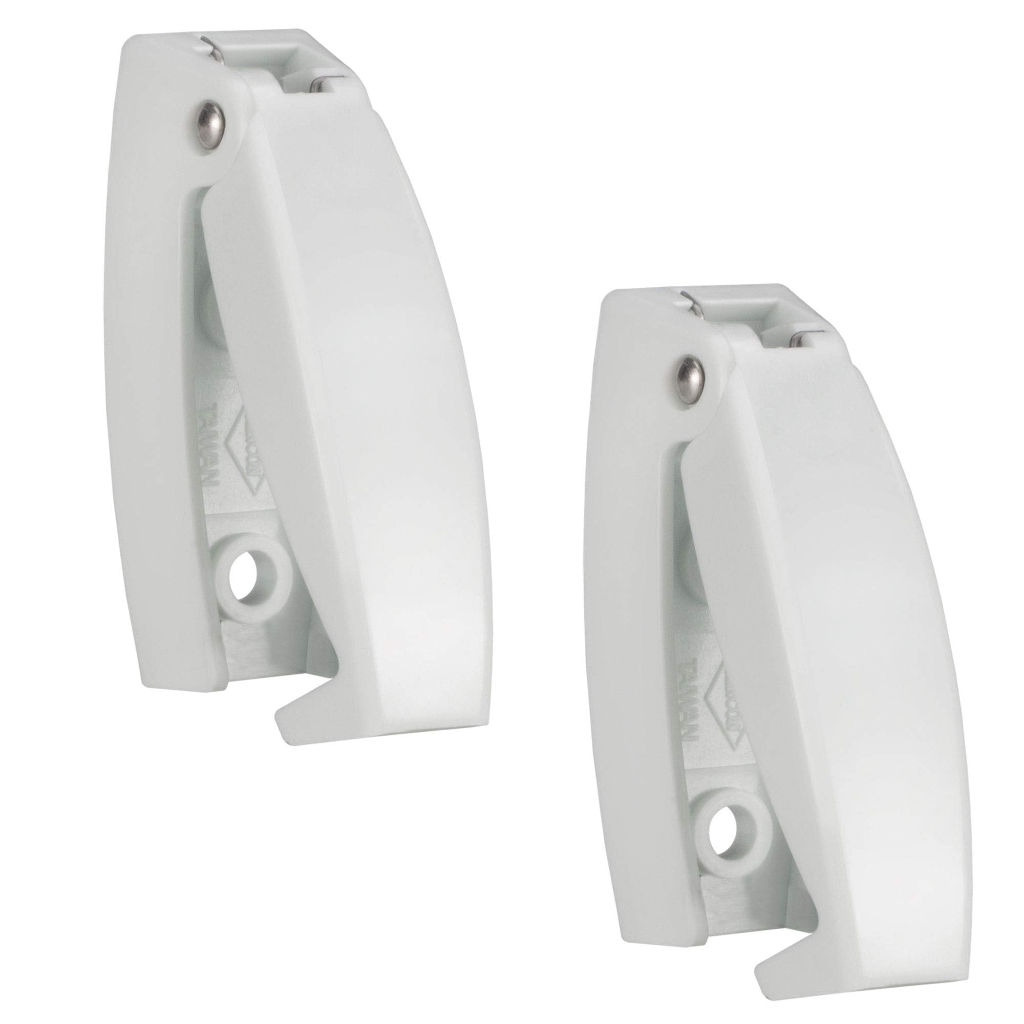 Recpro Rv White Rounded Baggage Door Catch Compartment Clips Latch | Camper Trailer Motor Home (2 Pack)