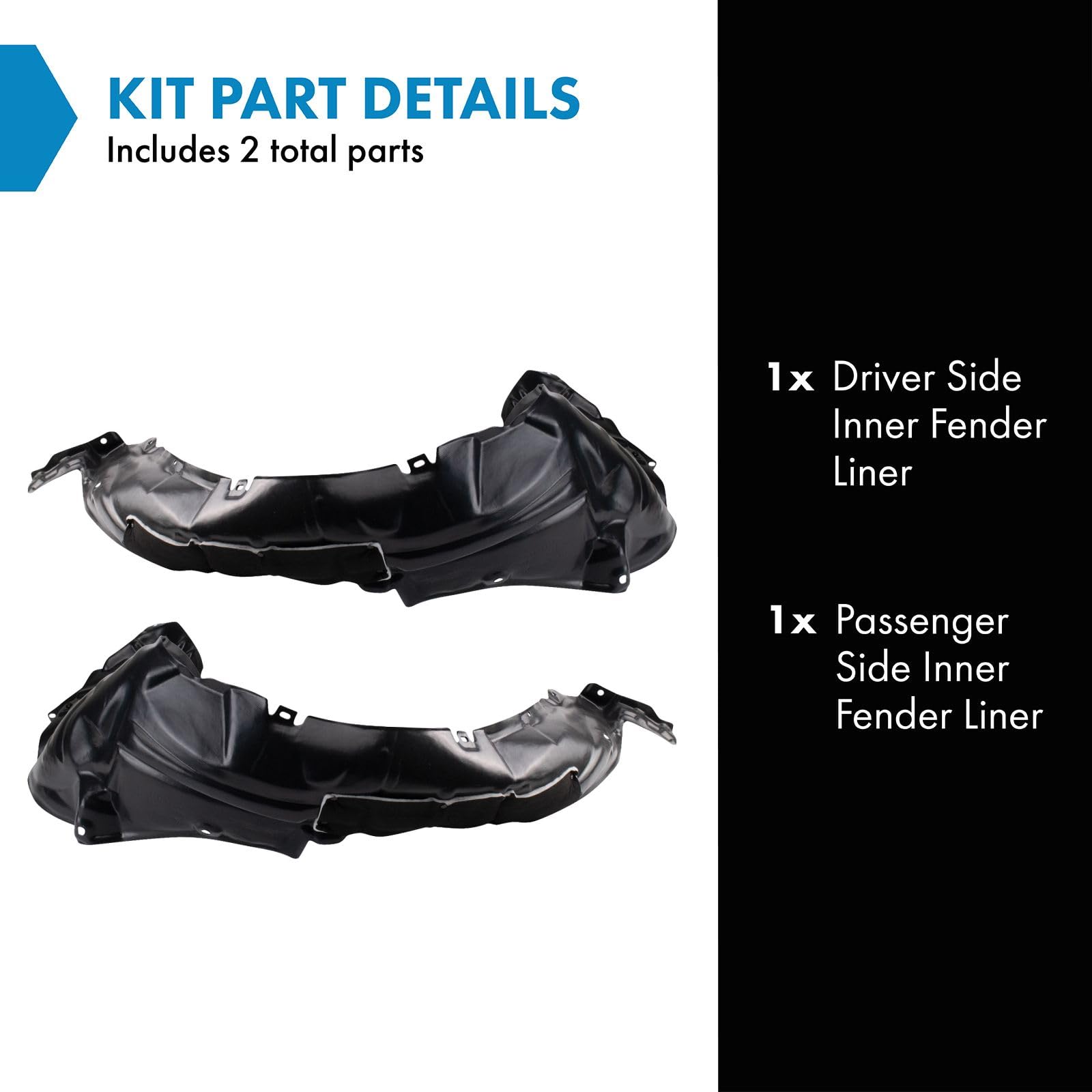 Trq Inner Fender Liner Set Compatible With 2012-2014 Toyota Prius V To1248179 To1249179