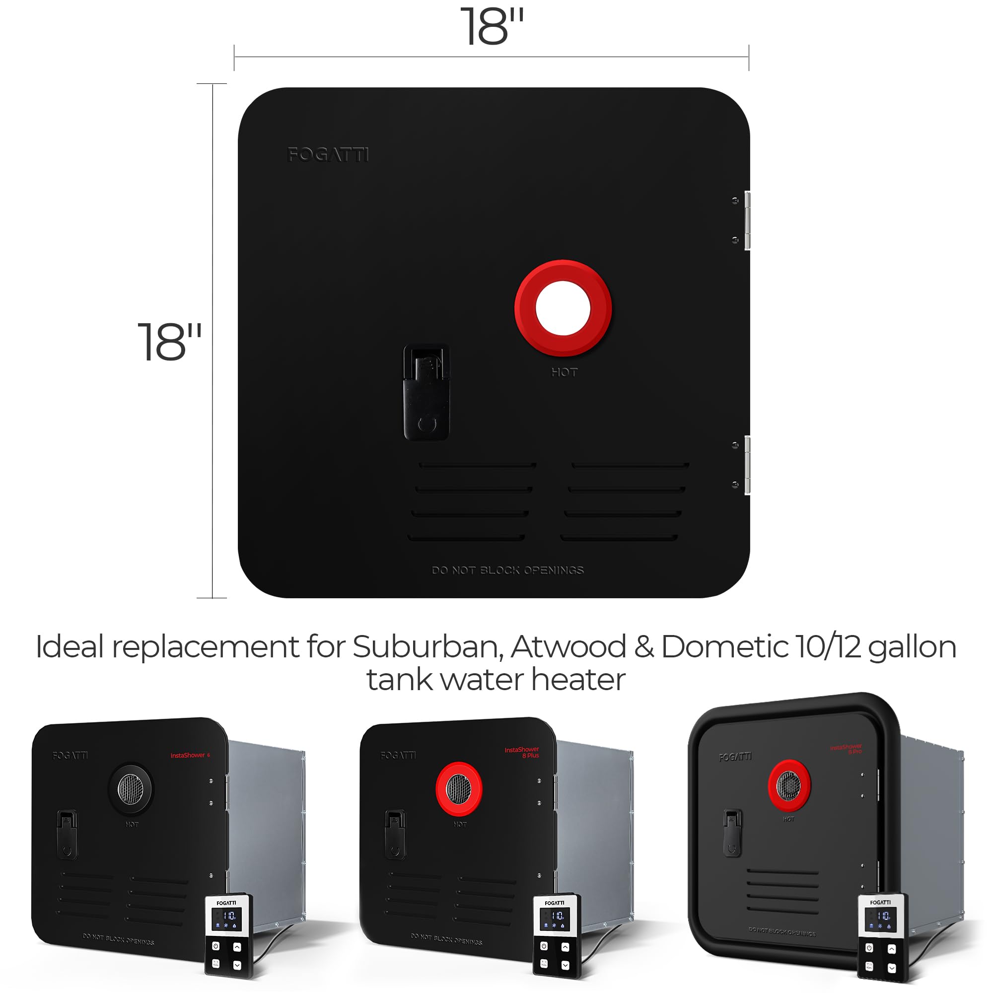 FOGATTI 18 x 18 Inches RV Water Heater Black Door ONLY. Door kit for FOGATTI RV Water Heaters, Galvanized Steel