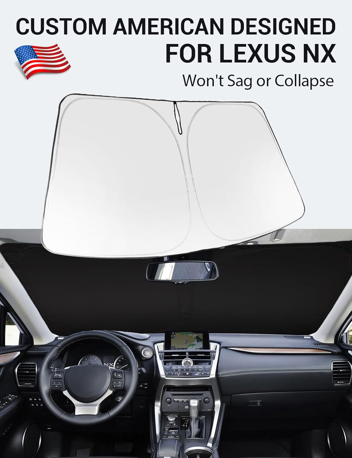 Proadsy 2025 Upgrade Windshield Sun Shade Custom Fit 2015-2021 Lexus Nx Foldable Front Sunshade Protector Sun Visor Blocks Uv Ra
