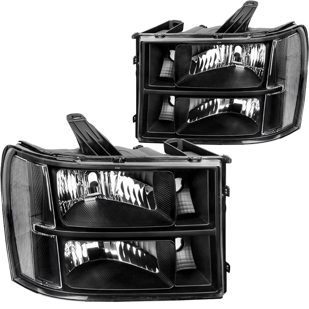 Sockir Halogen Headlight Assembly Compatible With Gmc 2007-2013 Sierra 1500/2007-2014 Sierra 2500Hd 3500Hd / 09-13 Sierra Hybrid Passenger & Driver Side