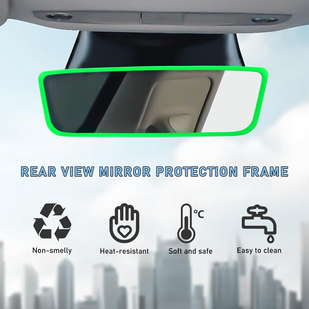 Povtii Rear View Mirror Protector Frame, Silicone Automotive Interior Rearview Mirror Cover For Women Girls, Edge Protective Cov