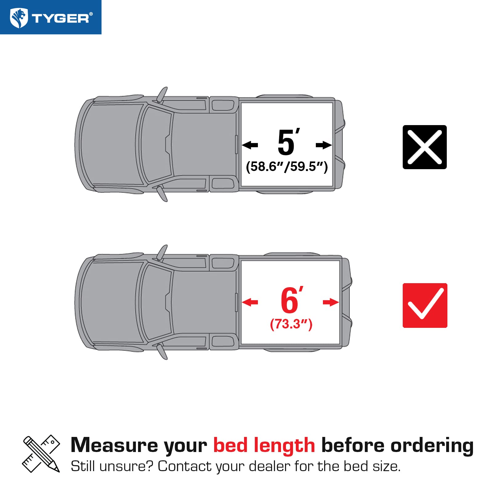 Tyger Auto T3 Soft Tri-Fold Truck Bed Tonneau Cover Compatible With 2005-2021 Nissan Frontier; 2009-2012 Suzuki Equator | 6' (73
