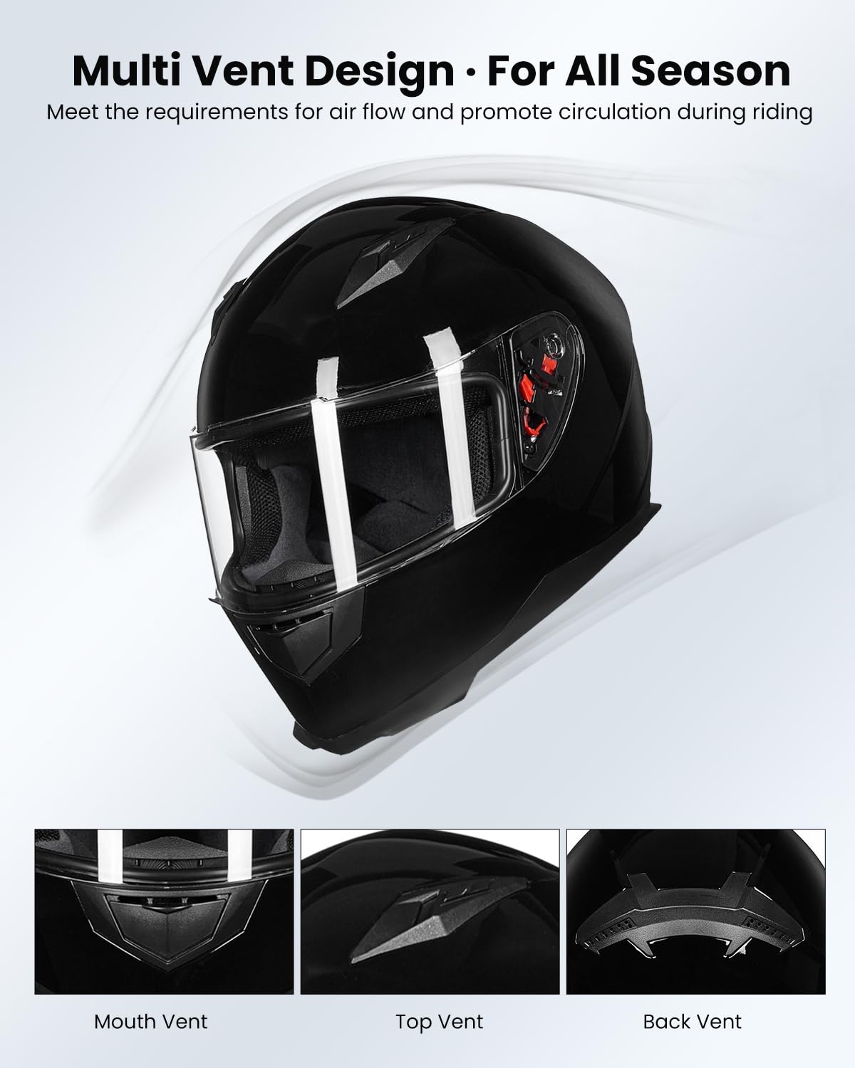 Ilm Full Face Motorcycle Street Bike Helmet With Removable Winter Neck Scarf + 2 Visors Dot Model-Jk313 (Xl, Gloss Black)