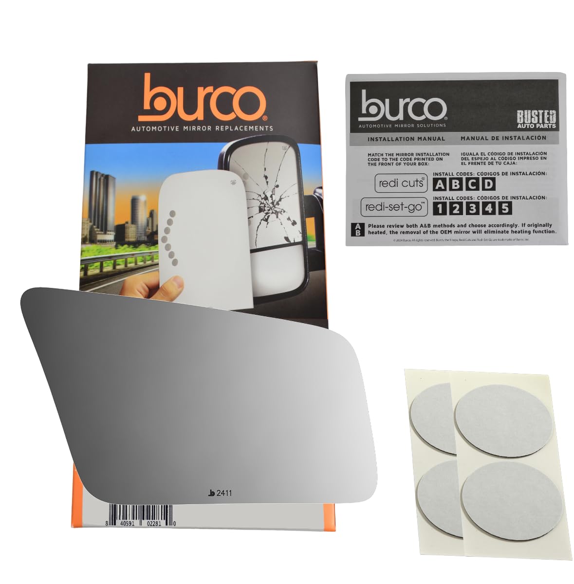 Burco 2411 Passenger Side Replacement Mirror Glass For 1979-1986 Ford Mustang, 1979-1986 Mercury Capri