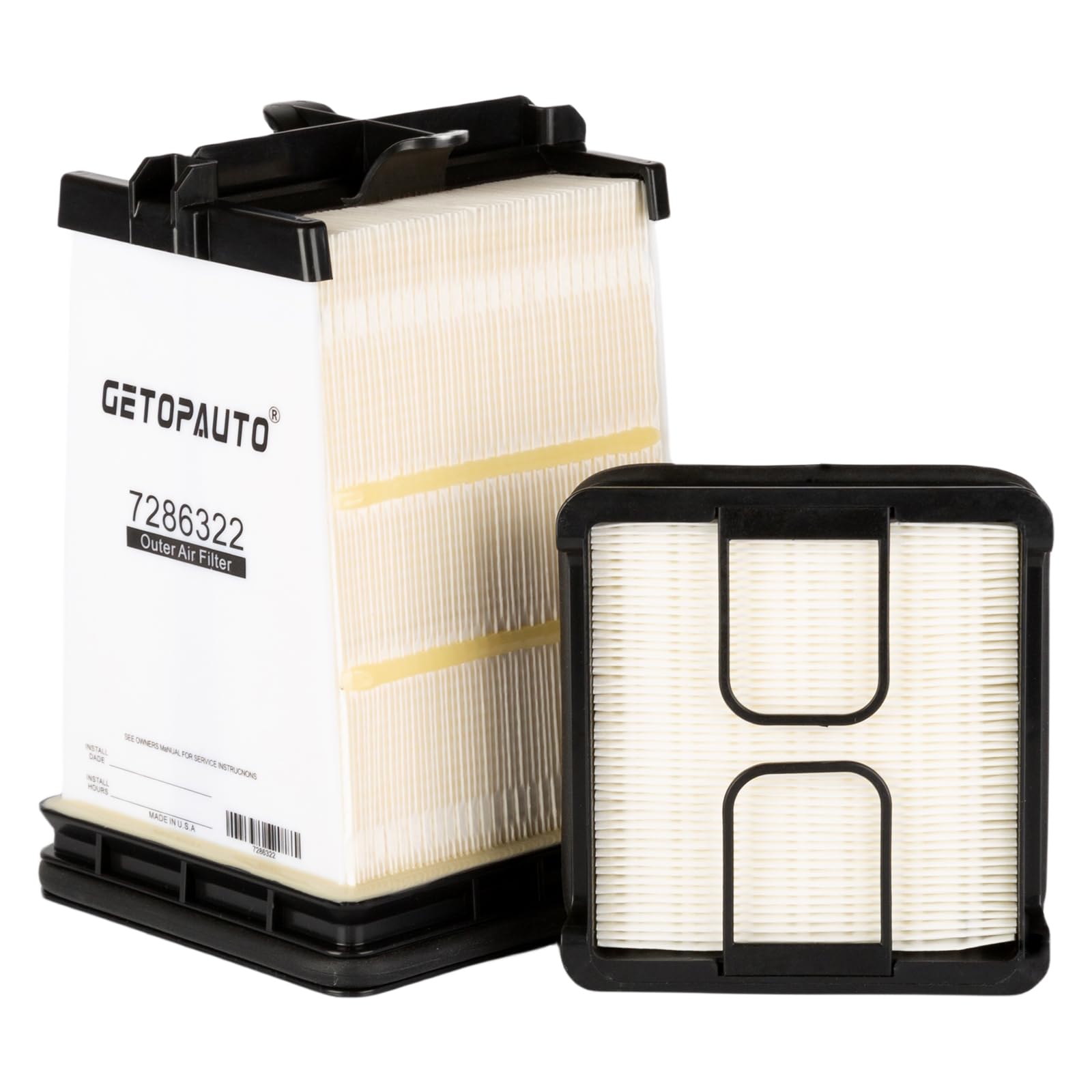 Getopauto 7221934 & 7286322(7221933) Inner & Outer Air Filter Kit Fit For Bobcat Track Loaders T450 T550 T590 & Skid Steer Loaders S450 S510 S530 S550 S570