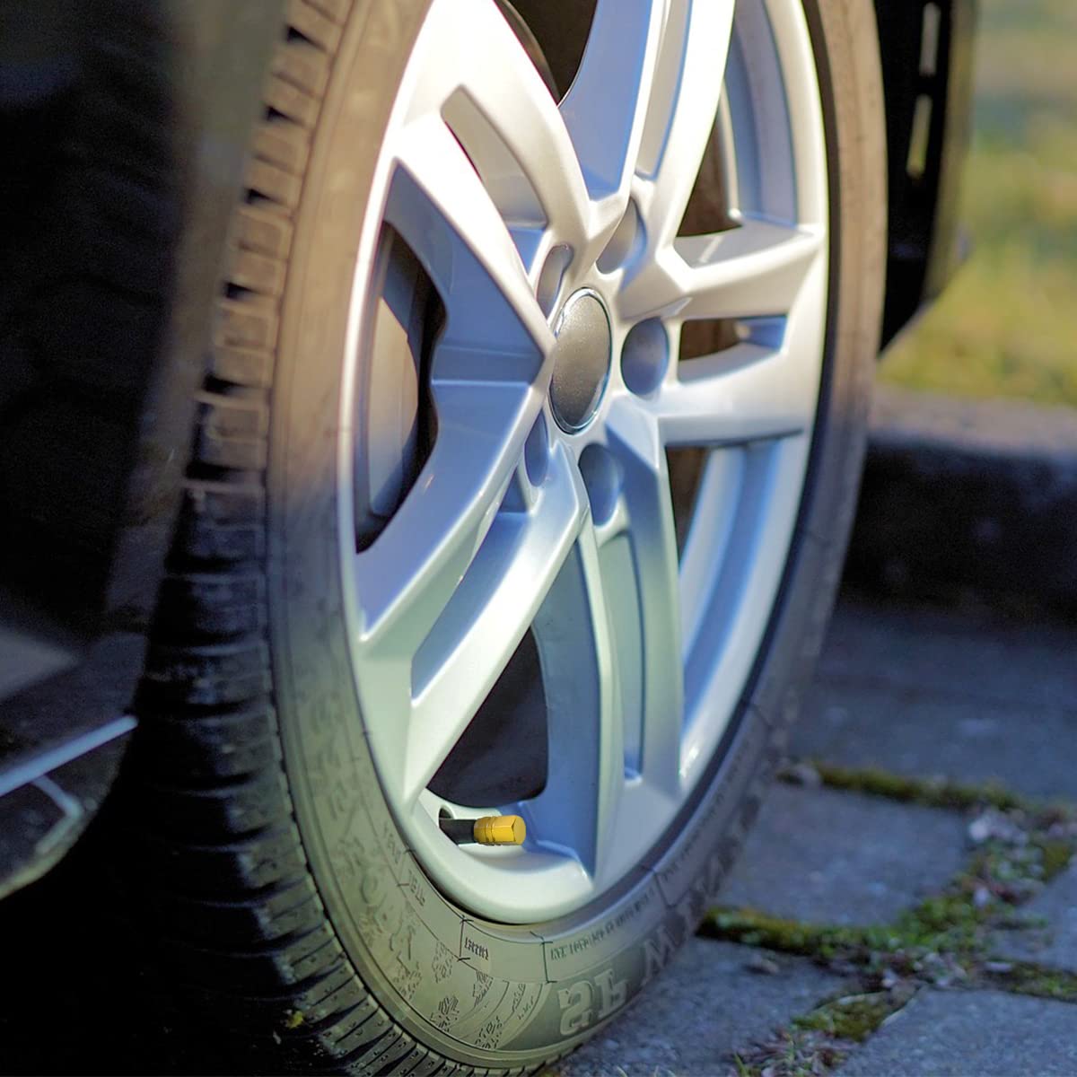 12 Pcs Car Tire Valve Stem Caps, Airtight Caps/Covers, Universal For Cars, Bicycles, Motorcycles, Suvs, Car Accessories For Men Women (Yellow)