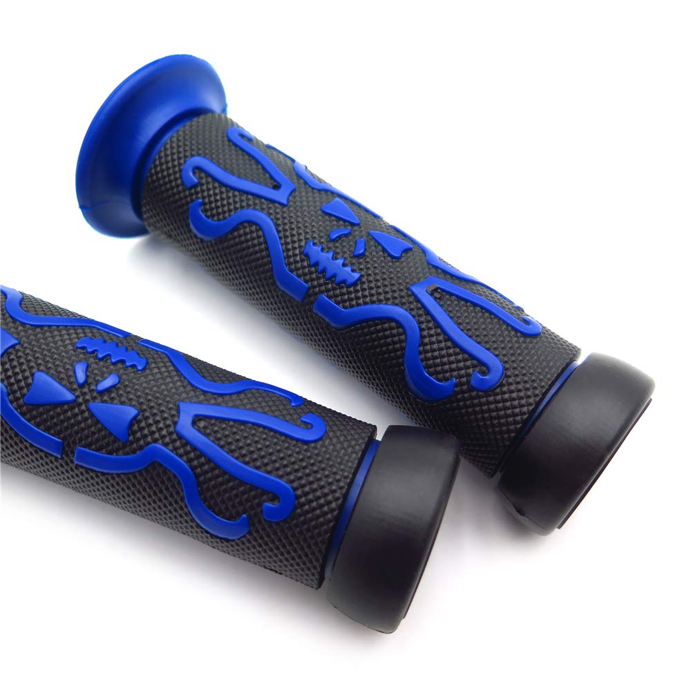 HTTMT XH4089- Skull Grips BLUE Compatible with QUAD YAMAHA KAWASAKI POLARIS SEADOO WATERCRAFT BOMBARDIER JET SKI FOREMAN RECON R