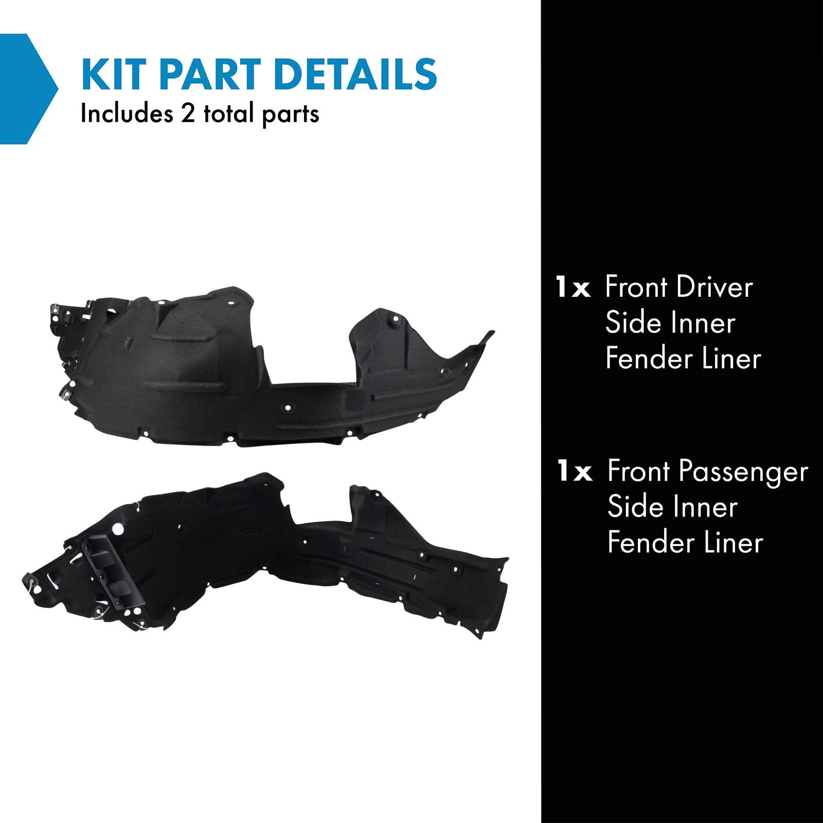 Trq Front Inner Fender Liner Set Compatible With 2016-2018 Honda Hr-V Ho1248171 Ho1249171