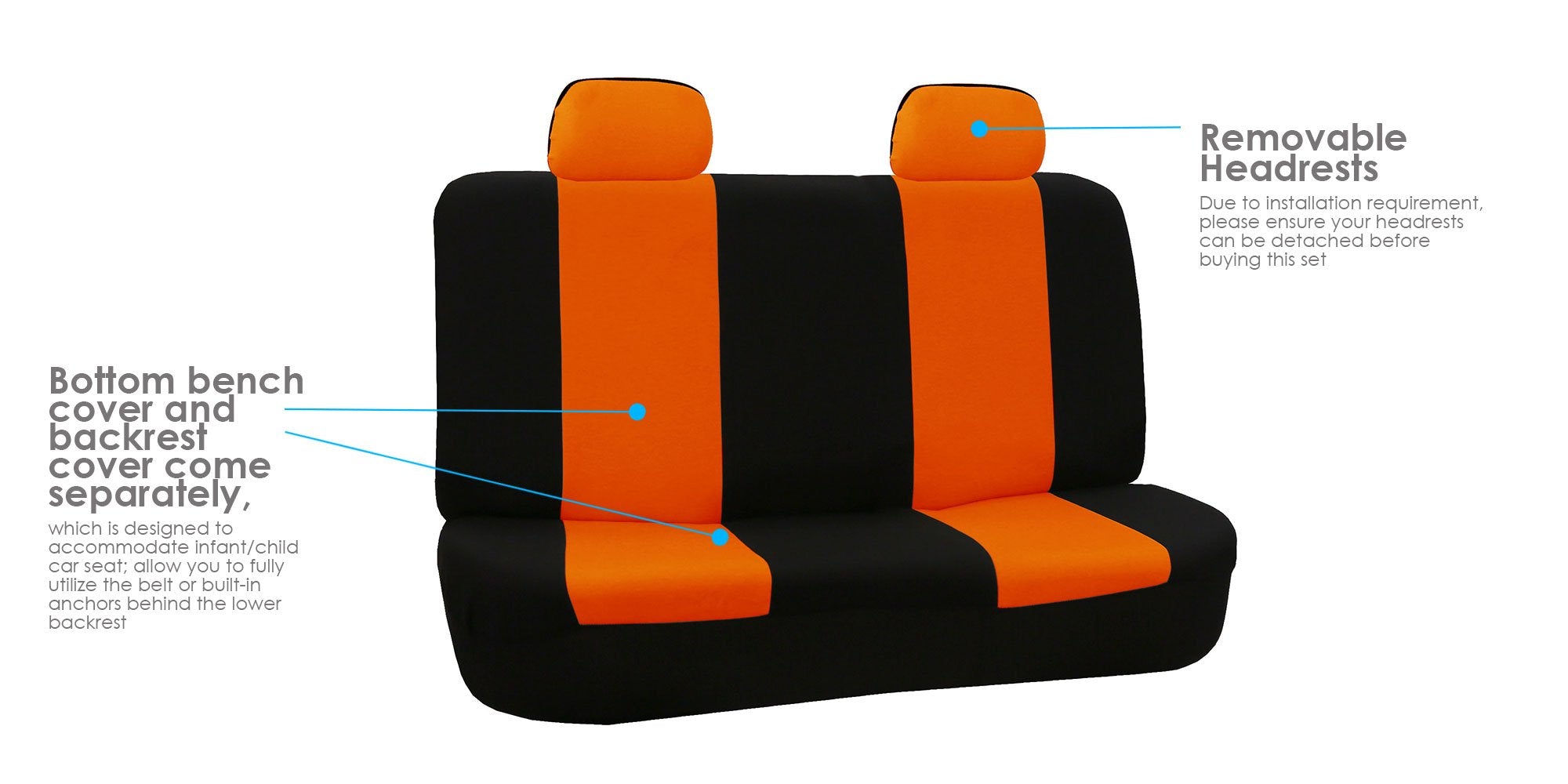Fh Group Car Seat Cover Rear Seat Cover For Back Seat Cloth - Universal Fit For Cars With Solid Bench, Orange Car Seat Protector