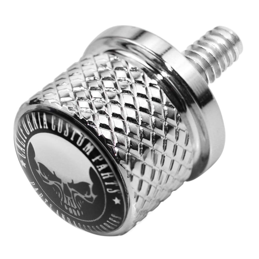 GUAIMI Stainless Knurled Fender Seat Bolt Screw 1/4"-20 Thread, Chrome, Compatible with Harley Models 1996-2023 - Skeleton Skull Design