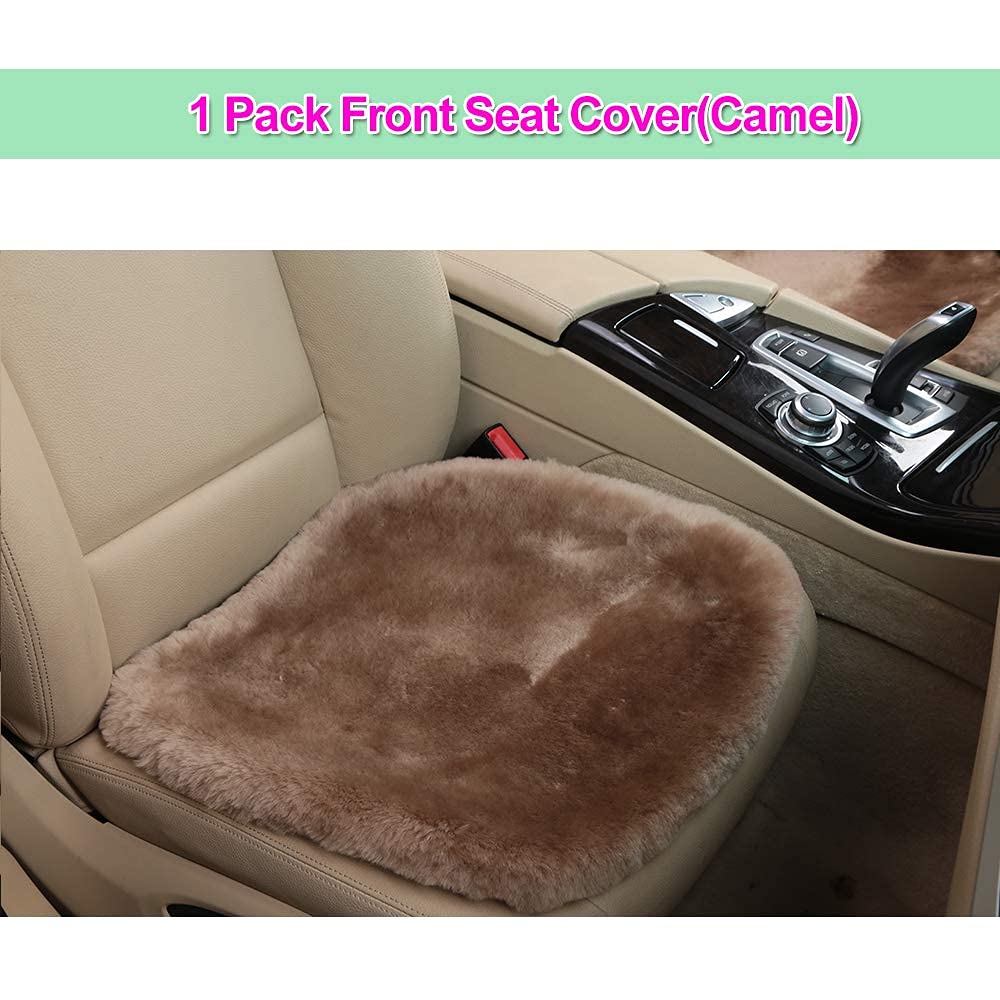 OGLAND 20 inchs Shearling Sheepskin Car Seat Cover, Fluffy Fuzzy Wool Car Seat Covers for Auto Interior Accessories with Soft Ec