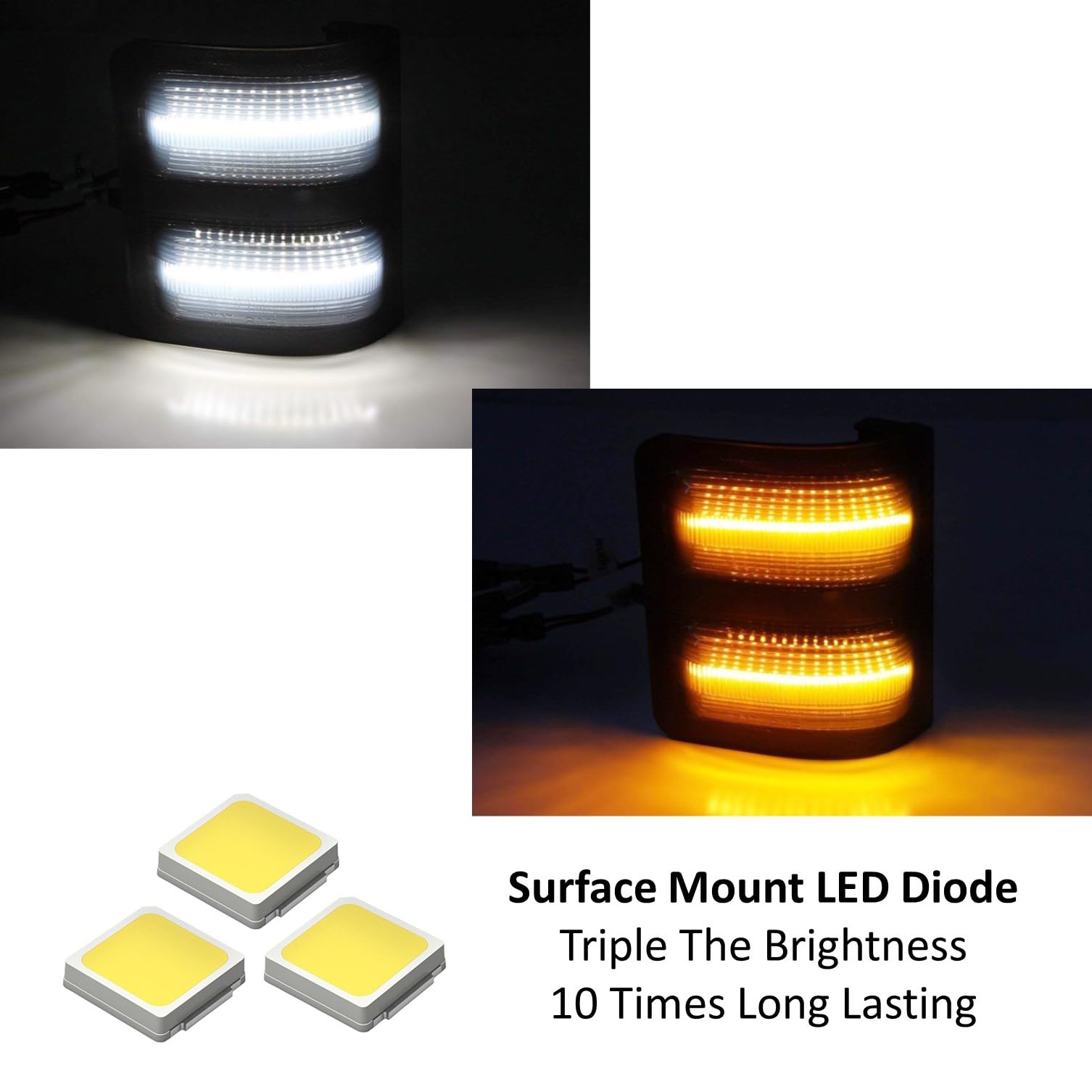 Ijdmtoy Smoked Lens Switchback Led Side Mirror Marker Lamps Compatible With 2008-16 Ford F250 F350 F450 Super Duty, (2) Smoked Lens, White Led Parking Light, Amber Led Turn Signal Light