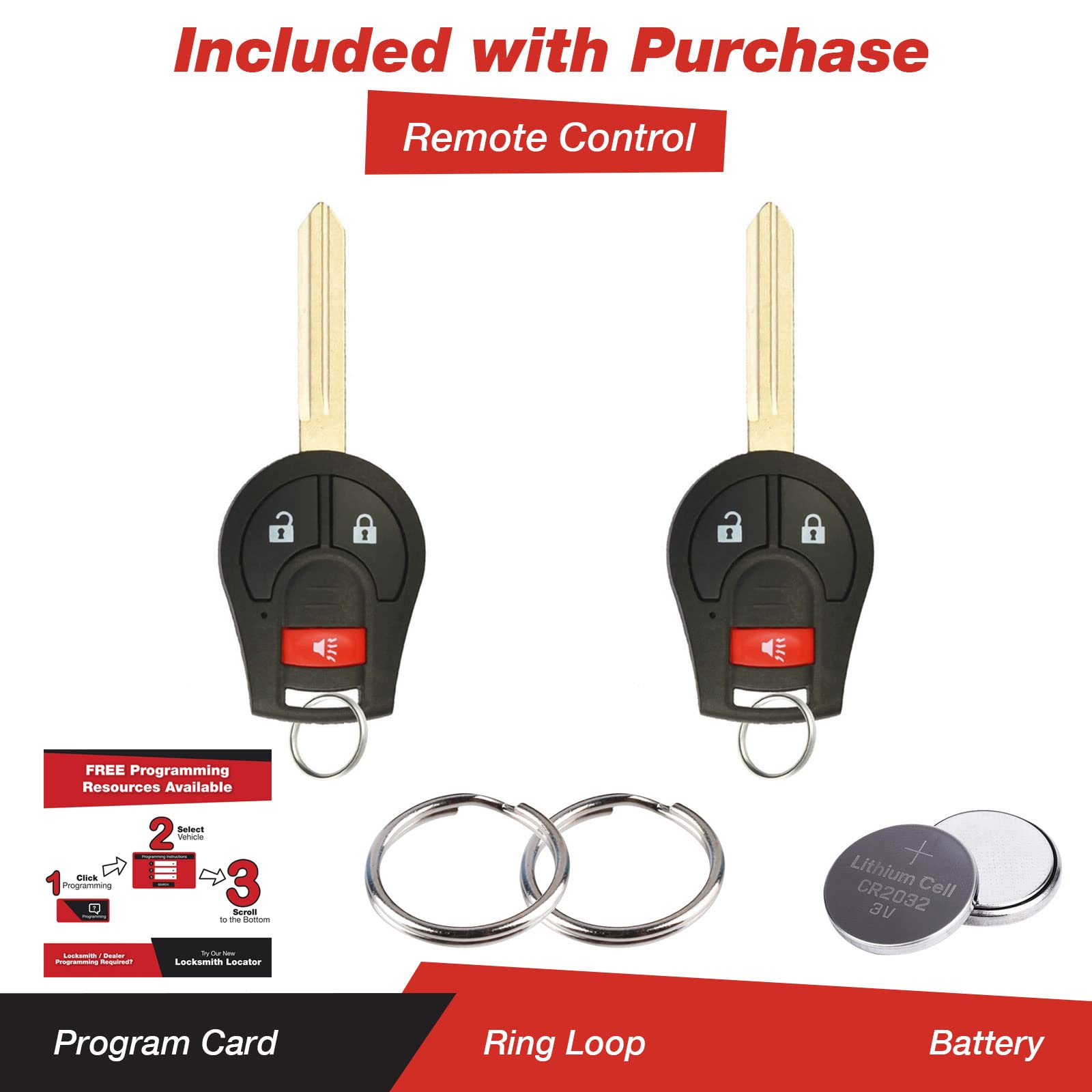 Keylessoption Keyless Entry Remote Control Car Uncut Ignition Key Fob Replacement For Cwtwb1U751 (Pack Of 2)