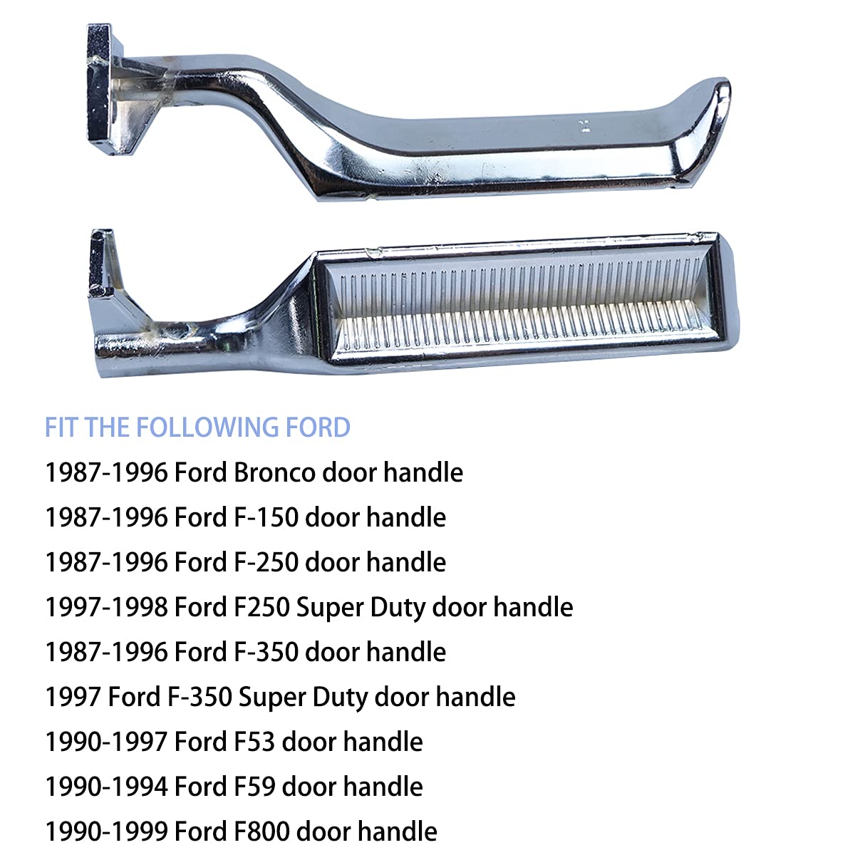 Ymhhefy Silver Interior Metal Door Handle Front Left Driver Passenger Side Compatible With 1987-1996 Ford Bronco F150 F250 F350 F53 F59 F800 Replaces E7Tz-1522601-A E7Tz-1522600-A 77177 77178 2Pcs