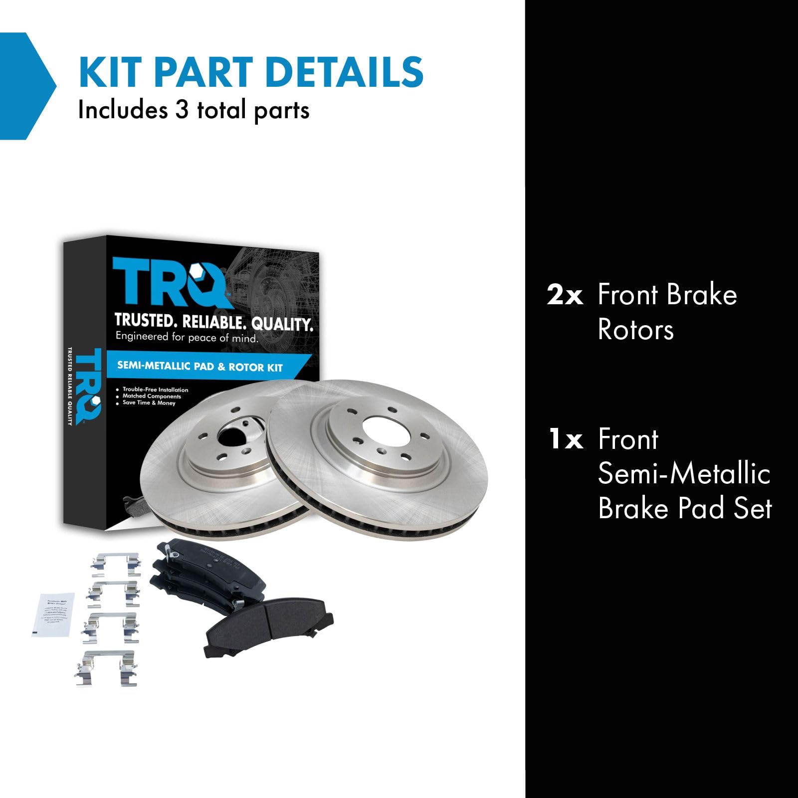 Trq Front Brake Pad & Rotor Kit Brake Pads Brake Rotor Semi-Metallic Compatible With 2008-2009 Buick Lacrosse 2006-2011 Lucerne