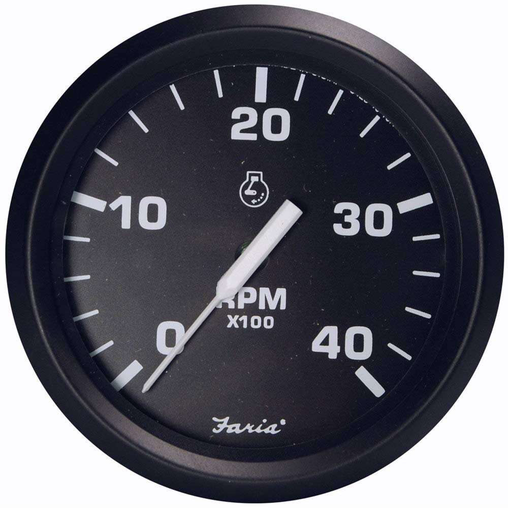 Faria Euro Black 4'' Tachometer - 4000 Rpm (Diesel - Magnetic Pick-Up)