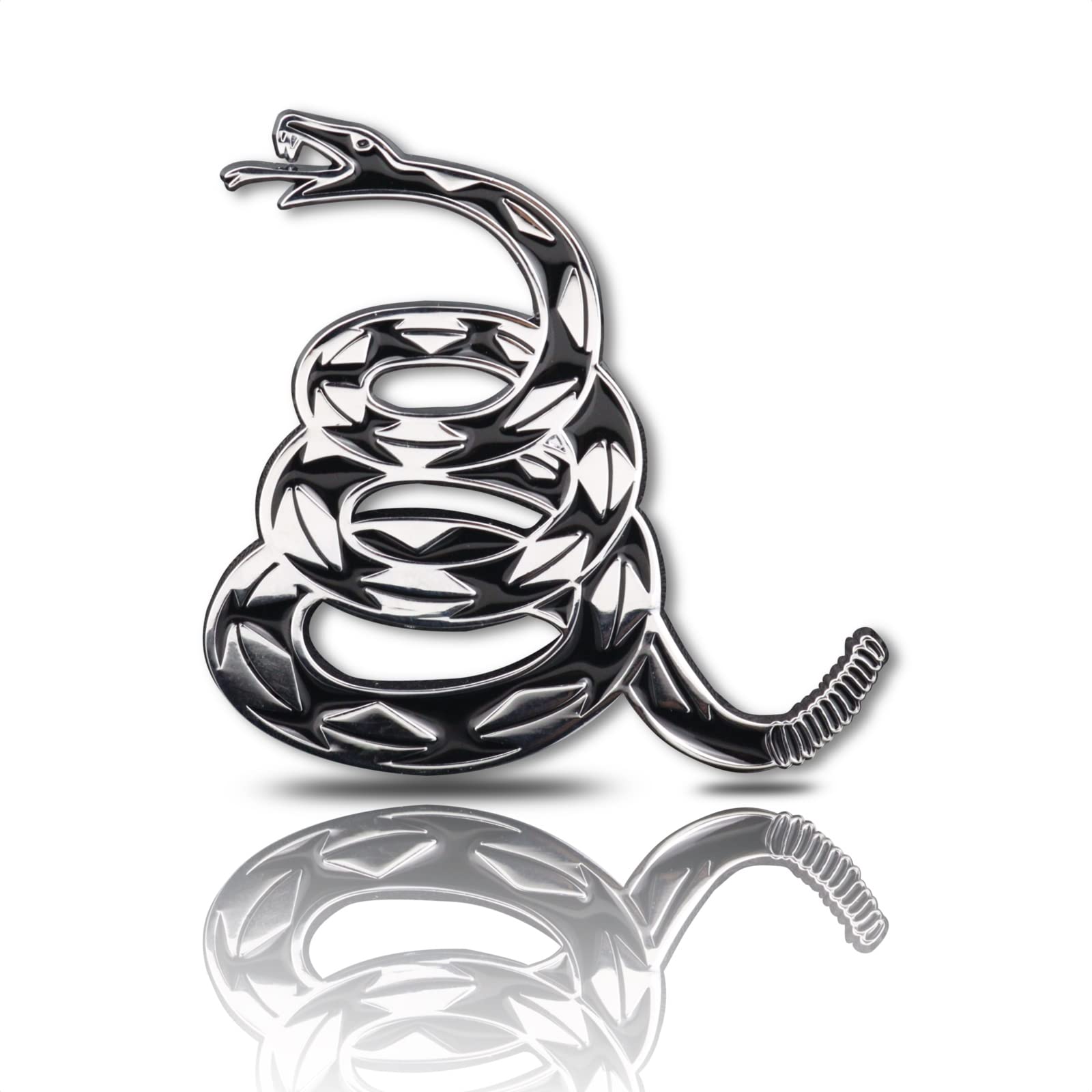 Dont Tread on Me Metal Car Sticker, Gadsden Flag Auto Emblem, 3D Snake Decal for Automotive, Truck, Motorcycle (Silver)