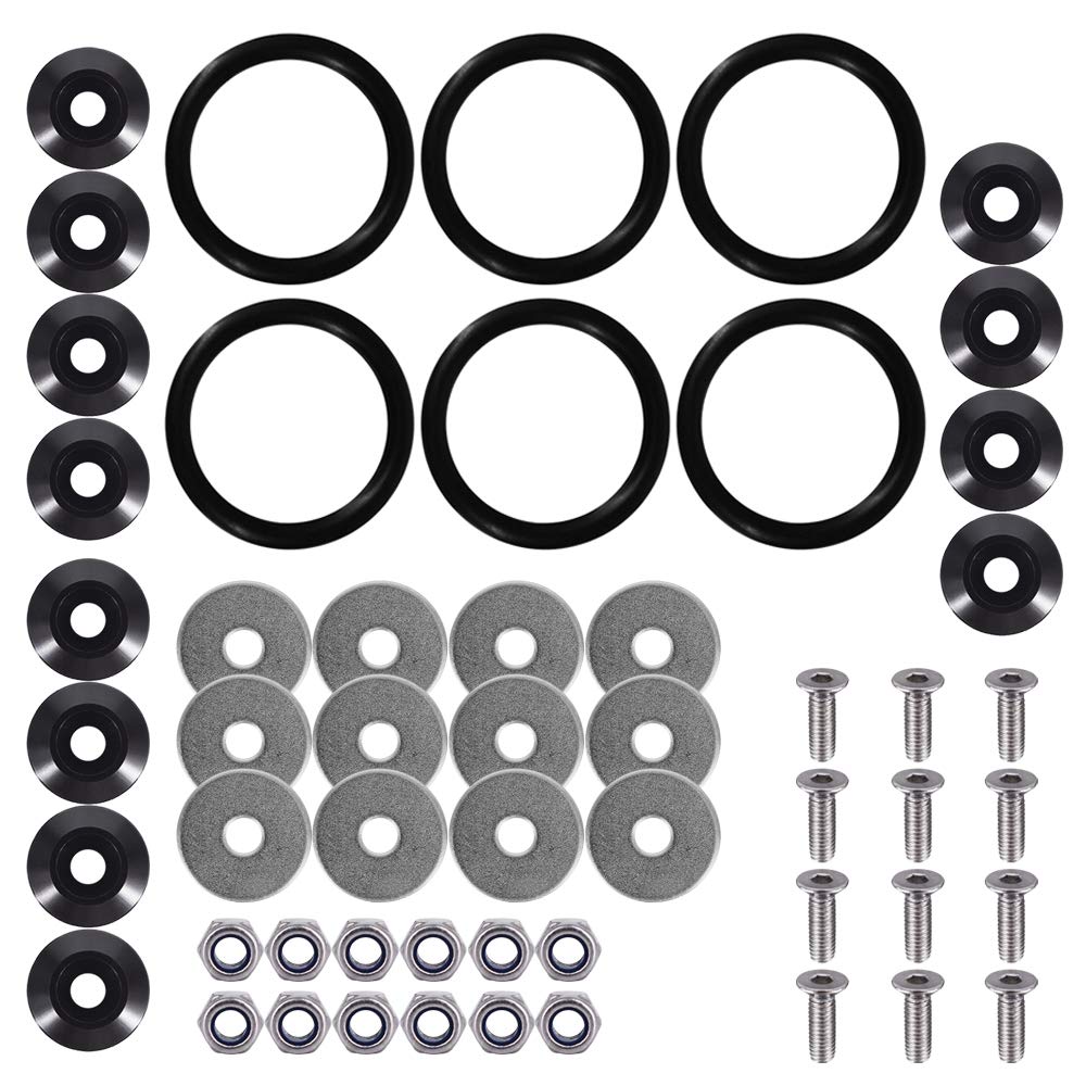 12Pcs Aluminum Car Quick Release Fasteners Bumper Trunk Fender Hatch Lids Kit Black Finish Car Body Moldings Bumper Fasteners