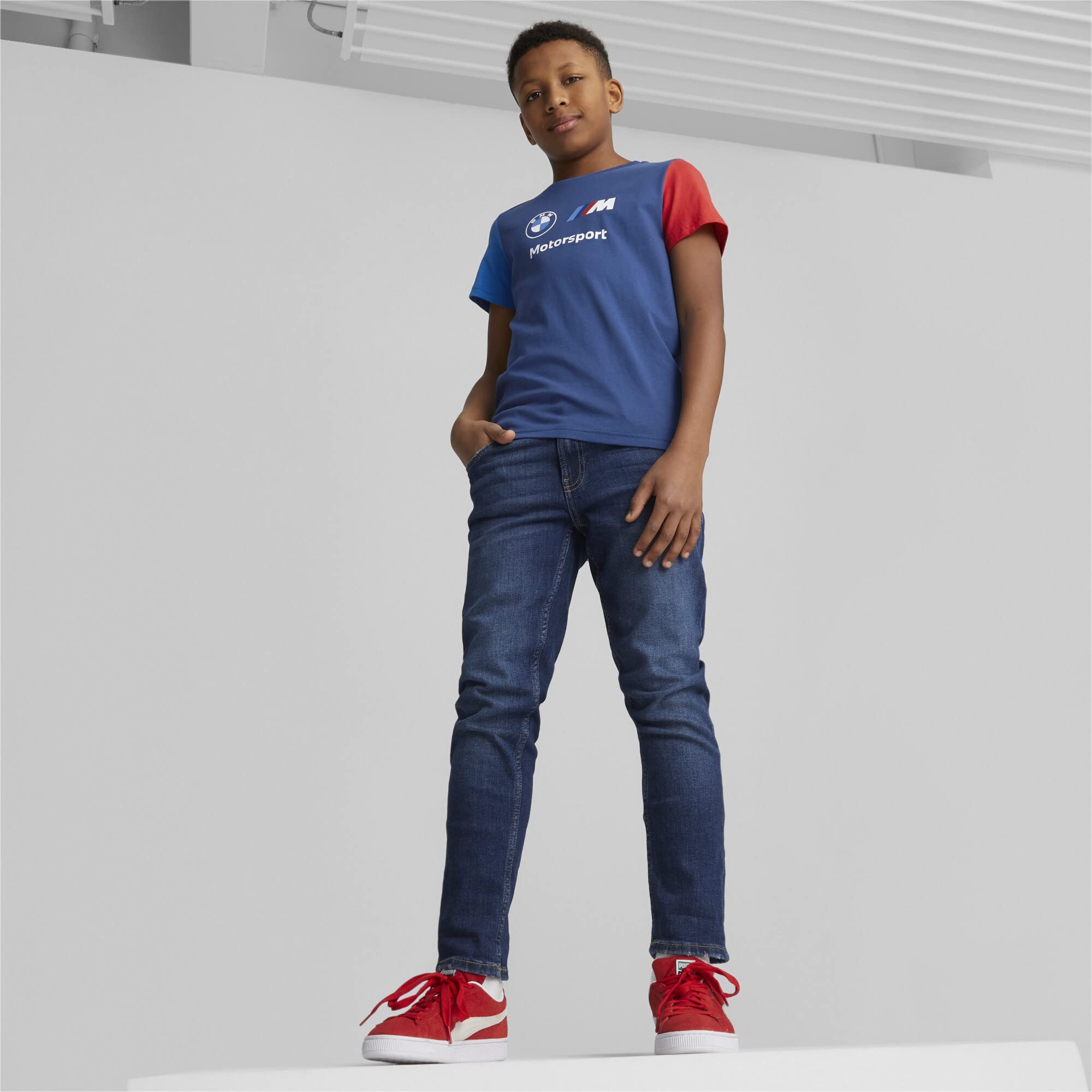 PUMA BMW M Motorsports Kids Essentials Logo Tee, PRO Blue-M Color, 5