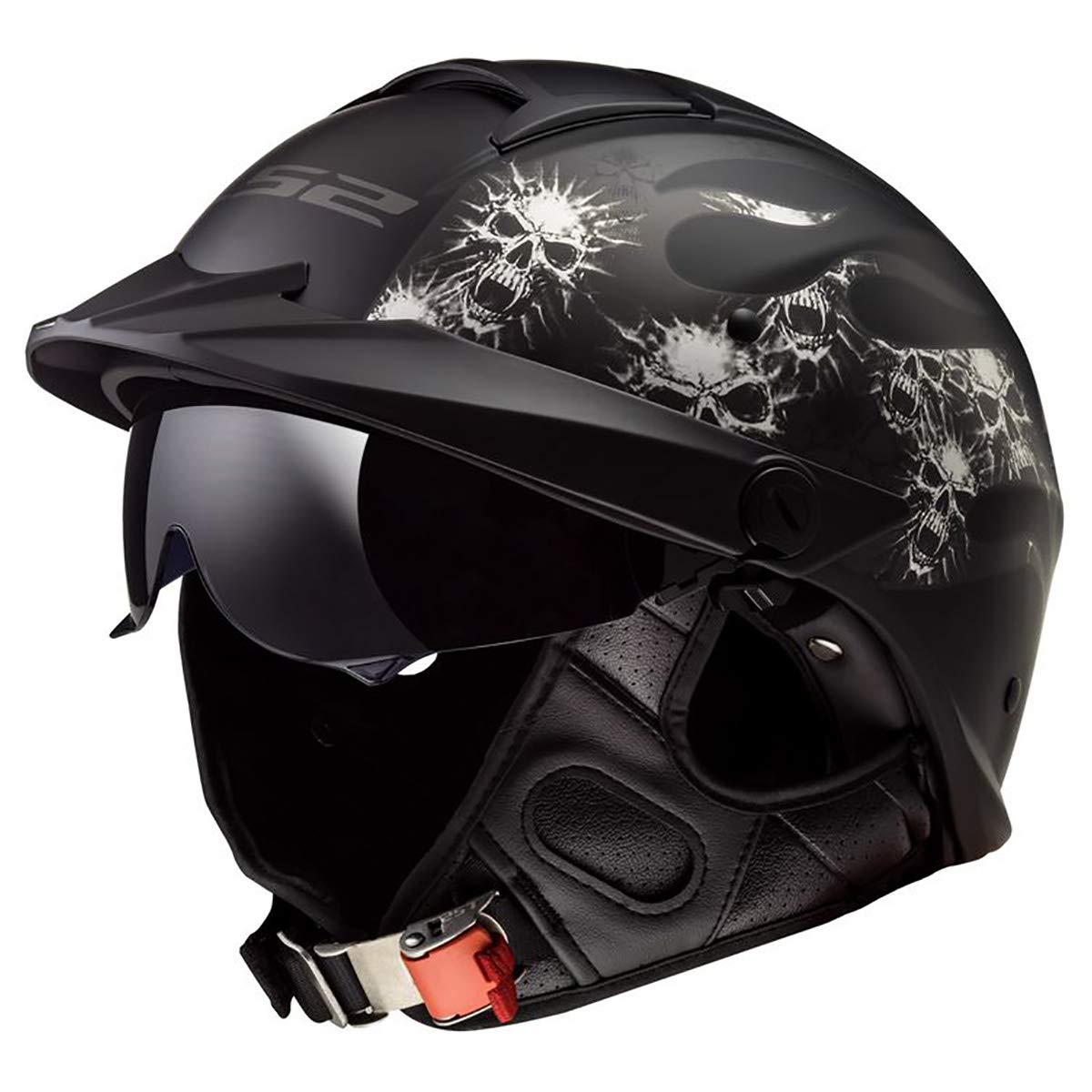 Ls2 Helmets Rebellion Motorcycle Half Helmet (Bones - Medium)