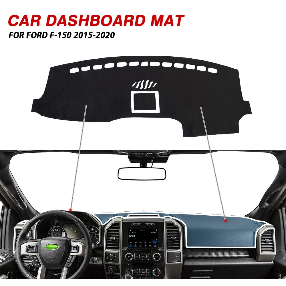 Cartist Dashboard Cover Mat For 2015-2018 2019 2020 Ford F-150 F150 Accessories Dash Cover Flannel Dash Mat Sunshade Glare Uv Rays Protector(Without Hud)