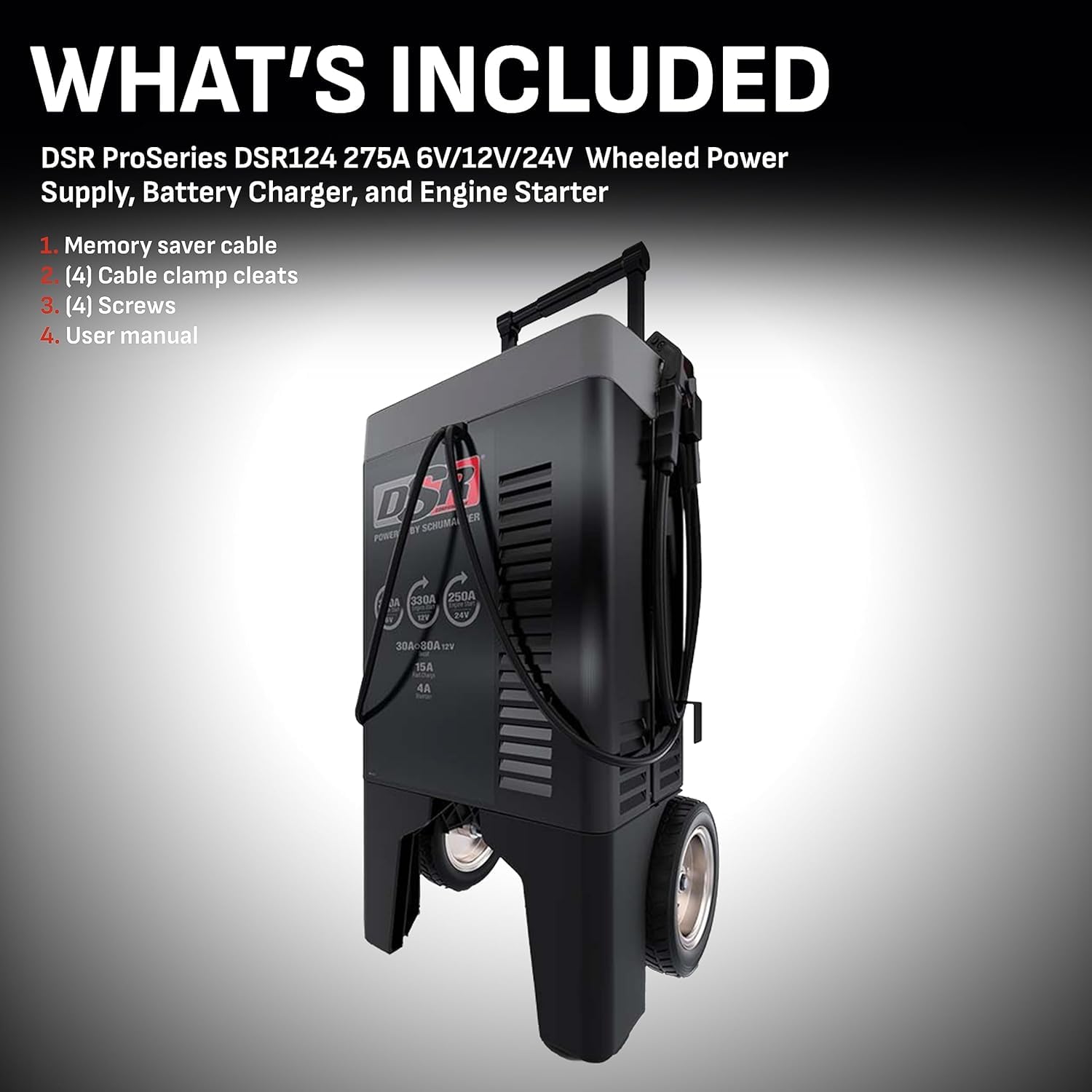 Schumacher Electric Dsr124 Proseries Car Battery Charger - 330 Peak Amps - 6V / 12V / 24V Battery Charger - Fully Automatic Batt