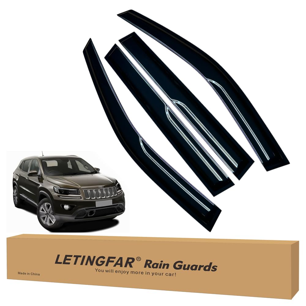 LETINGFAR Window Visors Rain Guards for Jeep Compass 2017 2018 2019 2020 2021 2022 2023 2024 Accessories, Wind Deflectors Vent S