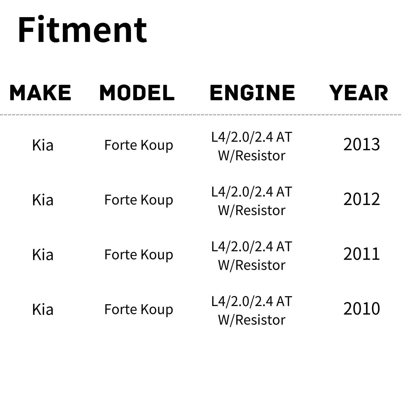 TYG OE Replacement(CAPA Quality) Cooling Fan Extra Silent for 2010(to 8-26 '10) Kia Forte Sedan W/Resistor, 2011-2013 Forte Hatc