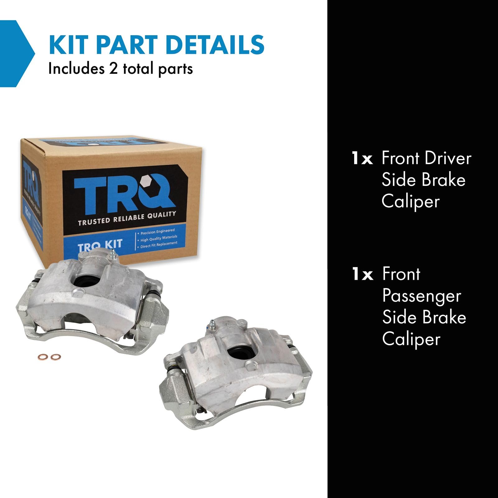 Trq Front Brake Caliper Set Driver & Passenger Side Compatible With 2008-2011 Ford Focus
