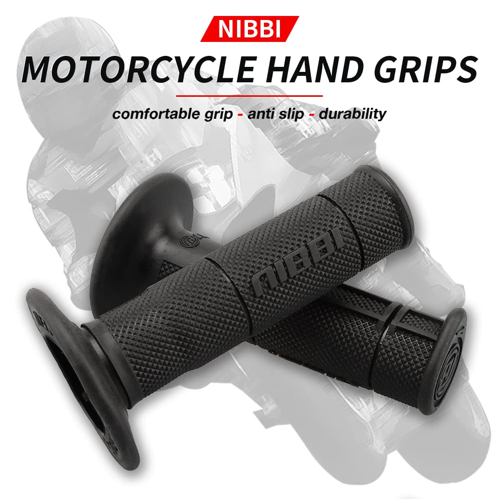 Nibbi Motorcycle Hand Grips, 7/8' 22Mm 24Mm Dirt Bike Grips,Universal Motorcycle Handlebar Grips,Atv Twist Throttle,Non-Slip Rubber Racing Grip For Motocross(Black)