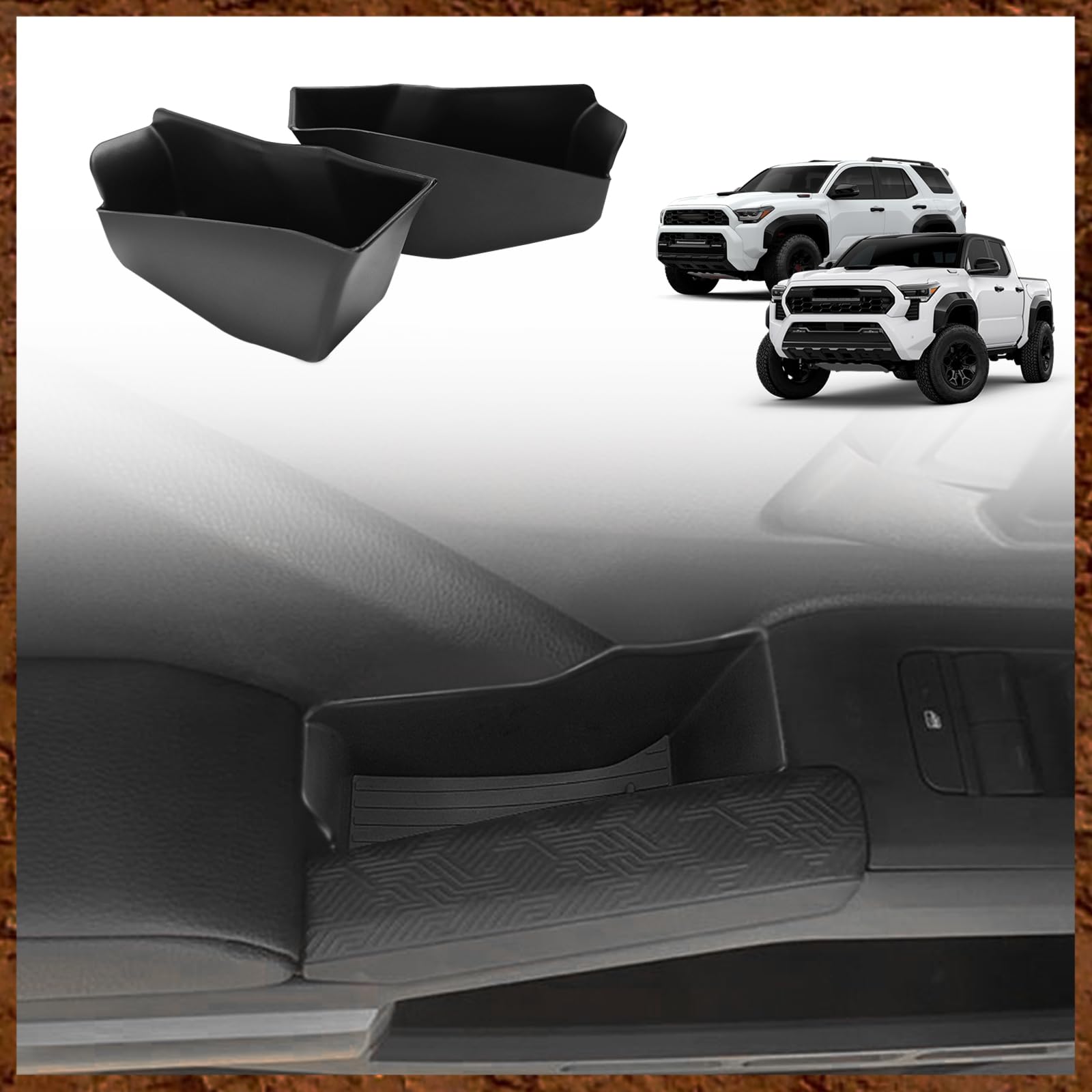 Muslogy Front Door Handle Inserts Box Interior Storage Organizer Compatible With Toyota Tacoma 2024 & 2025 4Runner Accessories D
