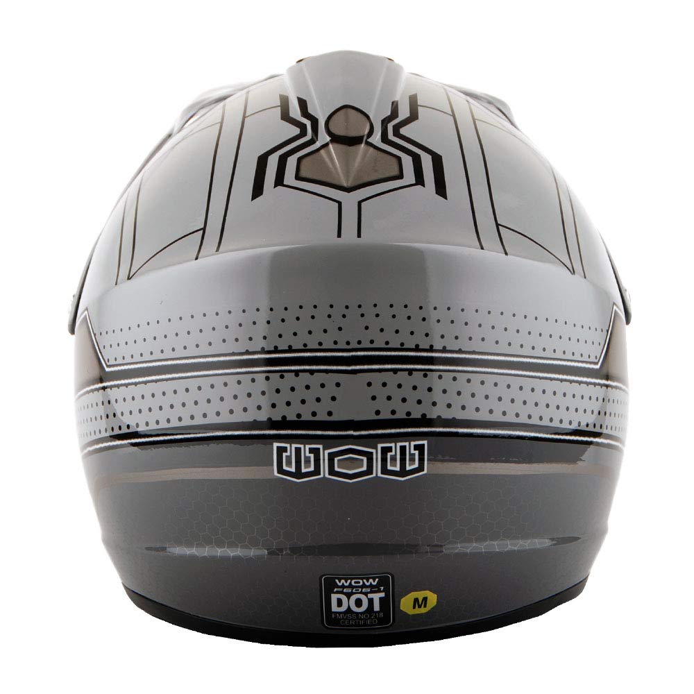 Wow Youth Kids Motocross Helmet Bmx Mx Atv Dirt Bike Helmet Spider Black + Goggles + Mg Youth Black Glove Bundle