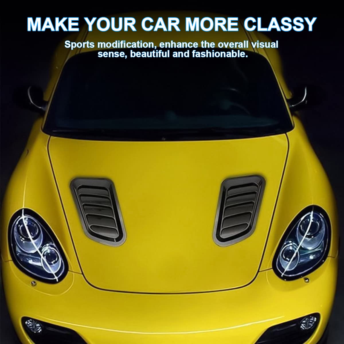 2Pcs Universal Hood Air Vents For Car Hood Scoop, Bonnet Vent Hood Air Intake Trim Cover (Black)