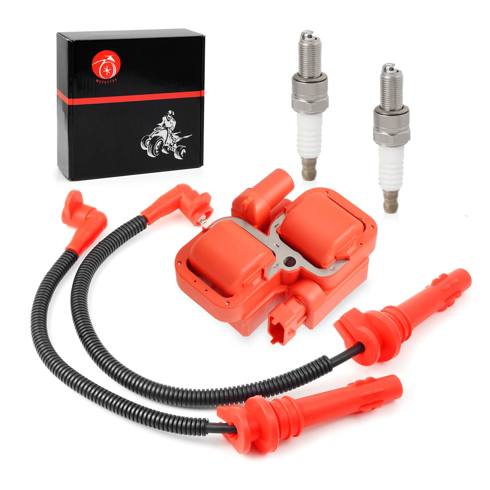 Moto1988 Ignition coil & Spark plug & Wire Cap for Polaris RZR XP 4 S 900 1000 RS1 Turbo 2014-2023 4014296 4014295 4017695 40176