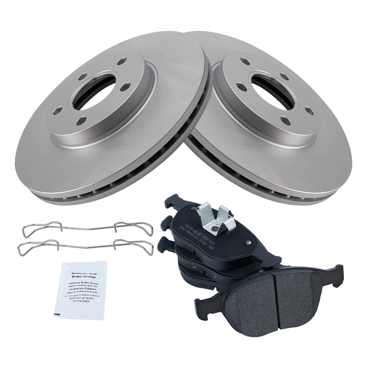 Trq Front Brake Pad & Rotor Kit Brake Pads Brake Rotor Semi-Metallic Premium G-Coated Compatible With 2010-2013 Ford Transit Con