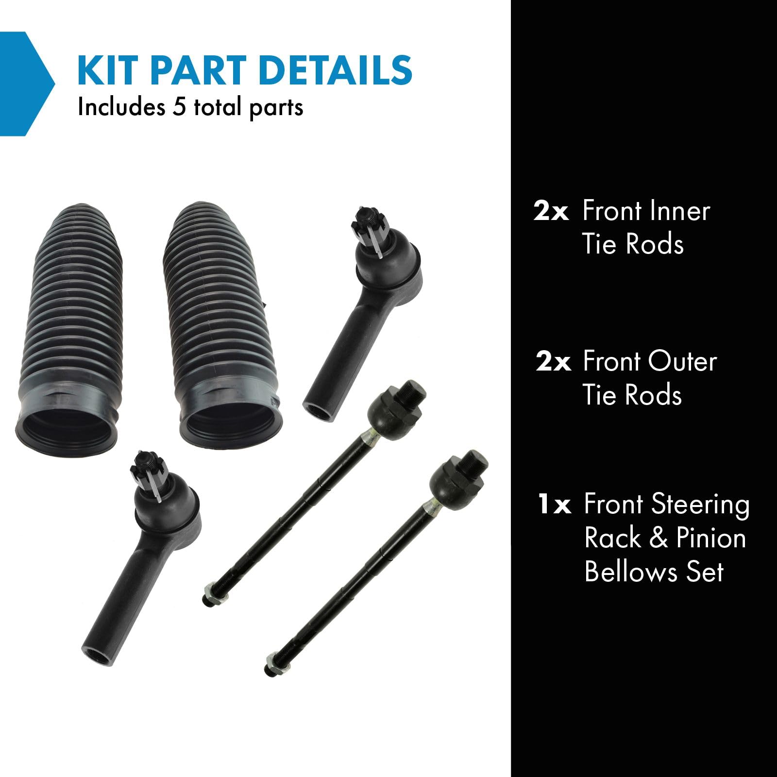 Trq Front Steering Kit Steering Rack & Pinion Bellow Tie Rod Compatible With 2006-2008 Dodge Ram 1500 2003-2010 Ram 2500 Ram 350