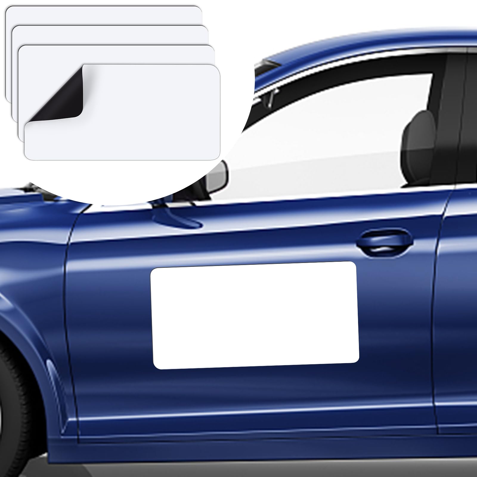 Diymag 4Pcs Blank Car Magnets, Car Door Magnets Rounded Corners Blank Car Magnet Set For Car To Advertise Business Cover Company