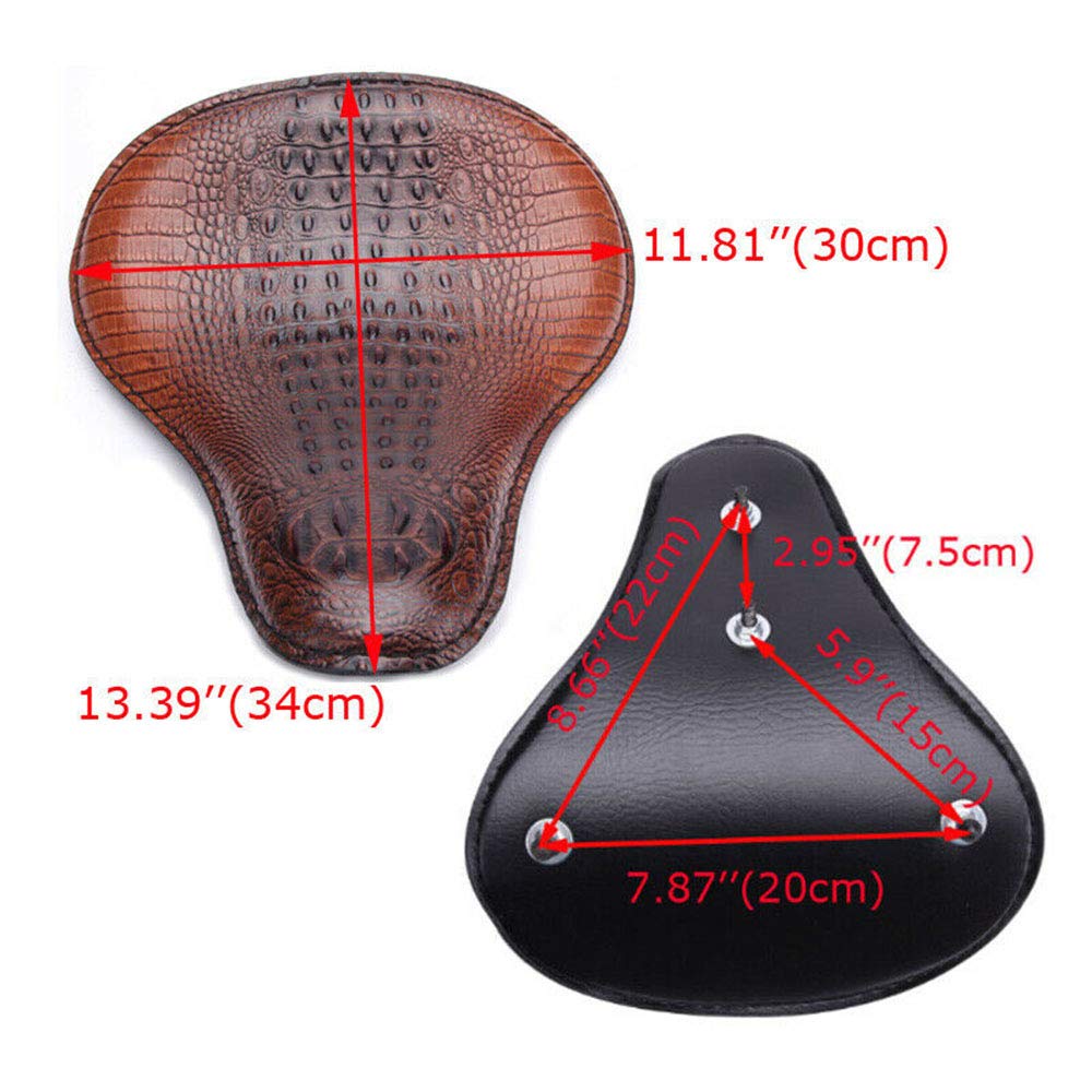 13'' Brown Crocodile Motorcycle Leather Driver Seat Cushion for Harley Davidson Sportster Chopper Bobber (Brown-Crocodile)