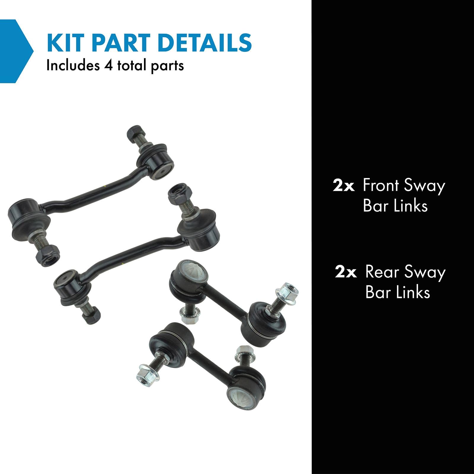 Trq Front & Rear Sway Bar Stabilizer Link Set Compatible With 2006-2011 Hyundai Azera 2006-2010 Sonata 2007-2009 Kia Amanti