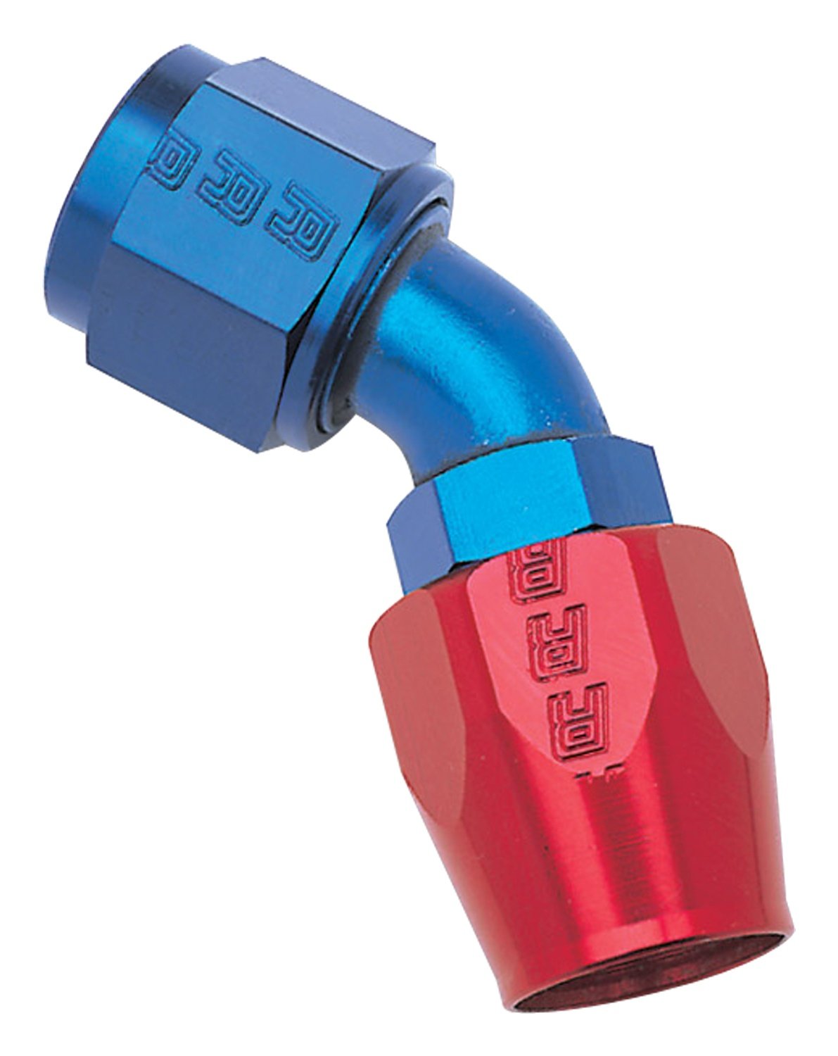 Edelbrock/Russell 610110 Red/Blue Anodized Aluminum -10An 45-Degree Hose End