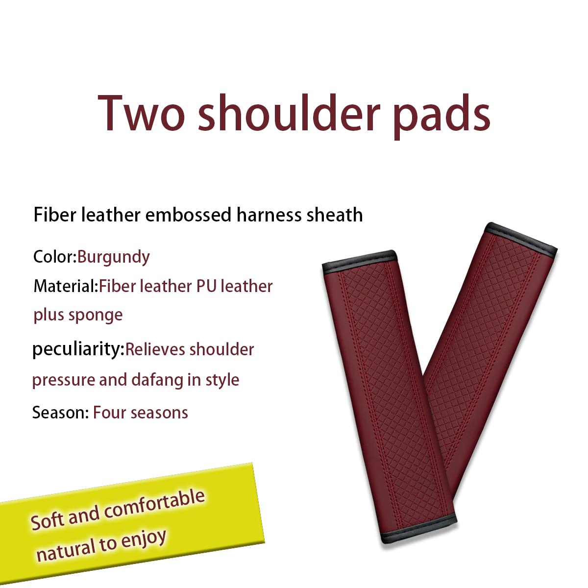 2Pcs Car Seat Belt Cover, Soft Shoulder Strap Covers Harness Pads, Safety Leather Seatbelt Comfort Driving Cushion Protect Your Neck And Shoulder Universal For Car, Truck, Suv (Wine Red)