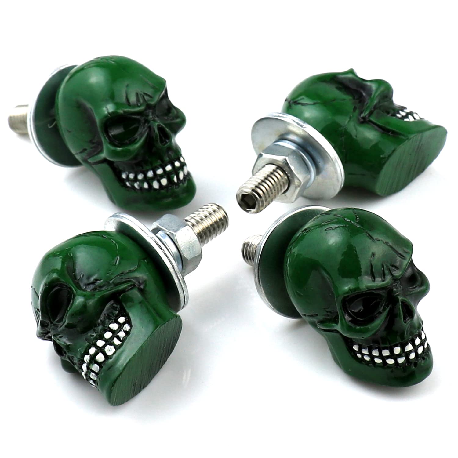 Bashineng Skull License Plate Screws Universal Car Truck Motorcycle License Plate Frames Bolts Fasteners 4 Pack Trim Replacement