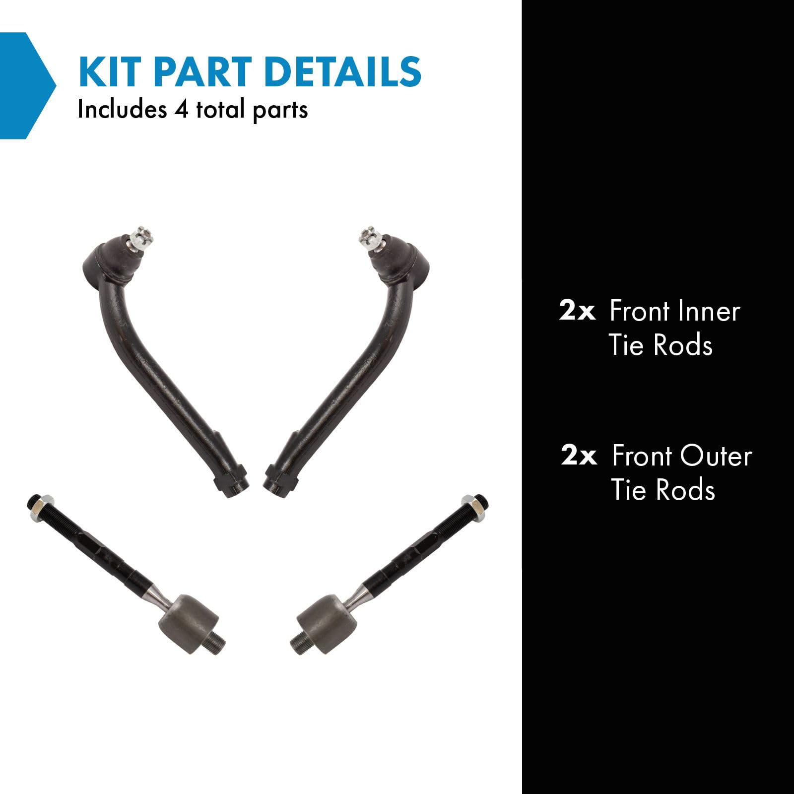 Trq Front Tie Rod Set Compatible With 2013-2018 Hyundai Santa Fe