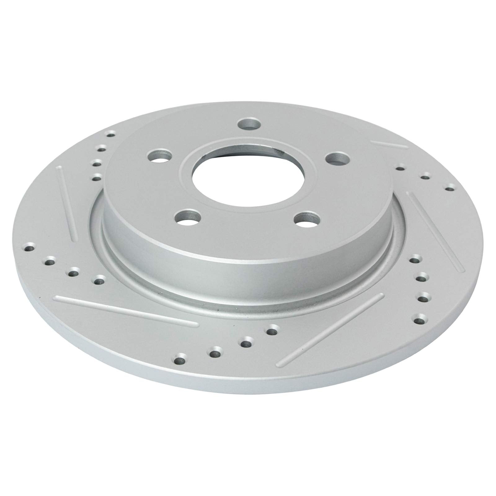 Trq Brake Rotors Set Performance Premium G-Coated Slotted X Drilled Rear Driver & Passenger Side Compatible With 2012-2018 Ford