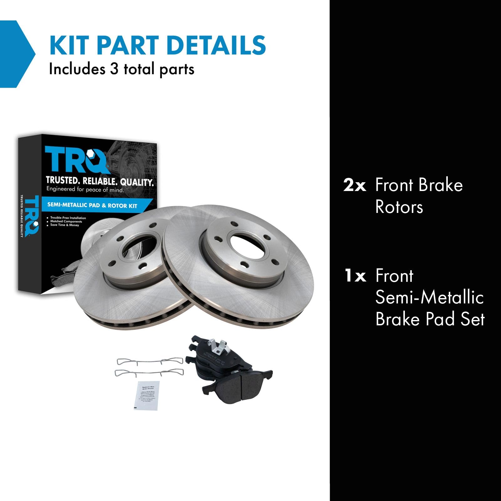 Trq Front Brake Pad & Rotor Kit Brake Pads Brake Rotor Semi-Metallic Compatible With 2013-2018 Ford C-Max 2012-2018 Focus 2012-2