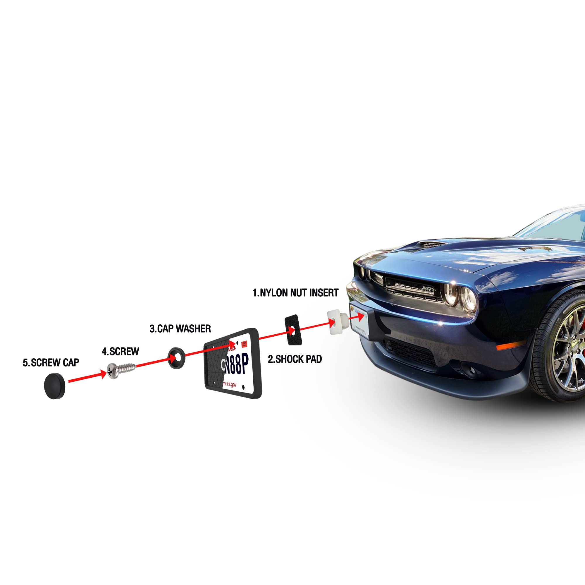 Car Accessories Black Silicone License Plate Frame - Protects From Scratches | No-Rattle Fit Silicone Cover For U.S. Plates - Front & Back License Plate Holder With Custom Mounting Kit 2 Pair