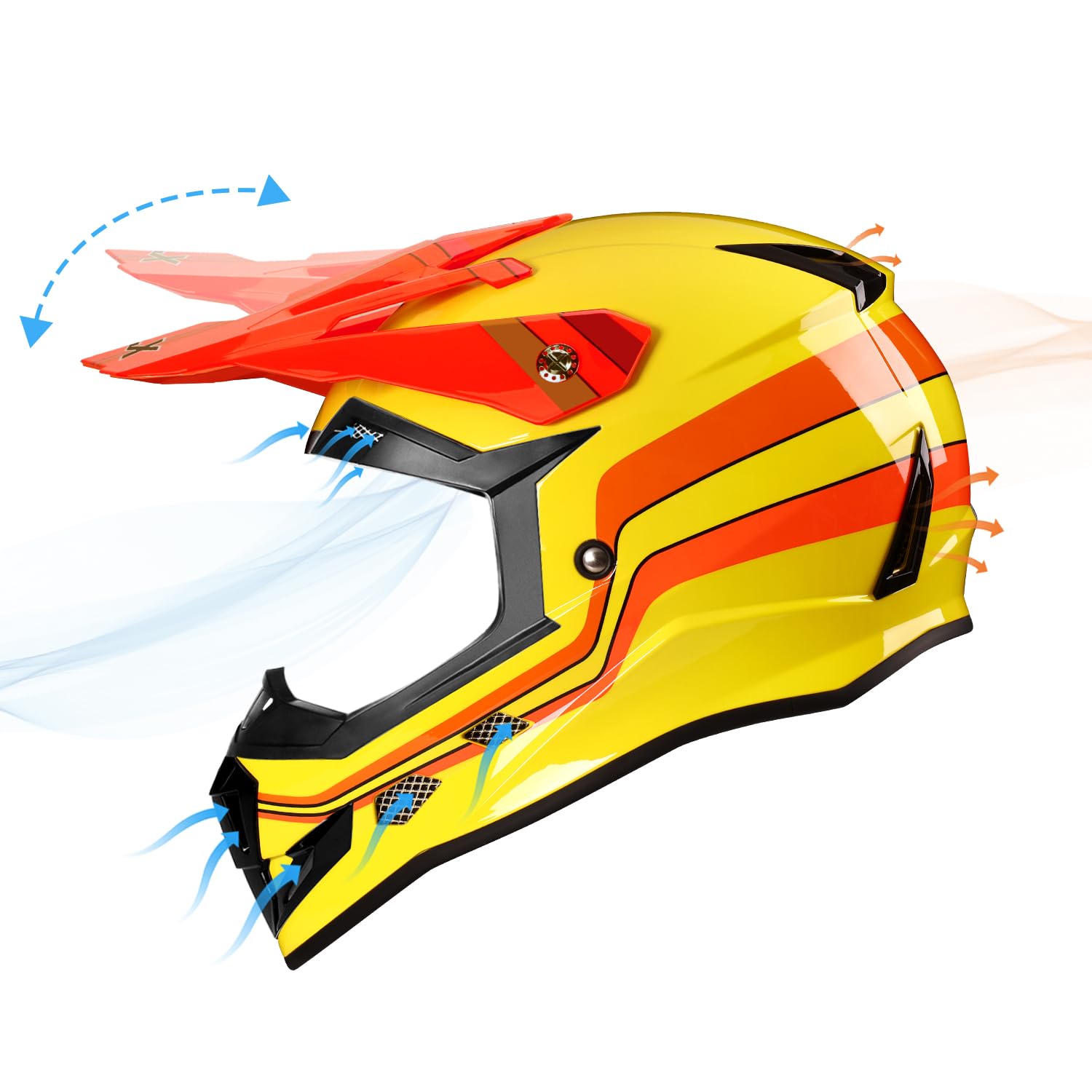 Glx Gx623 Youth Atv/Dirt Bike Helmet Combo - Retro Yellow, Small - Dot