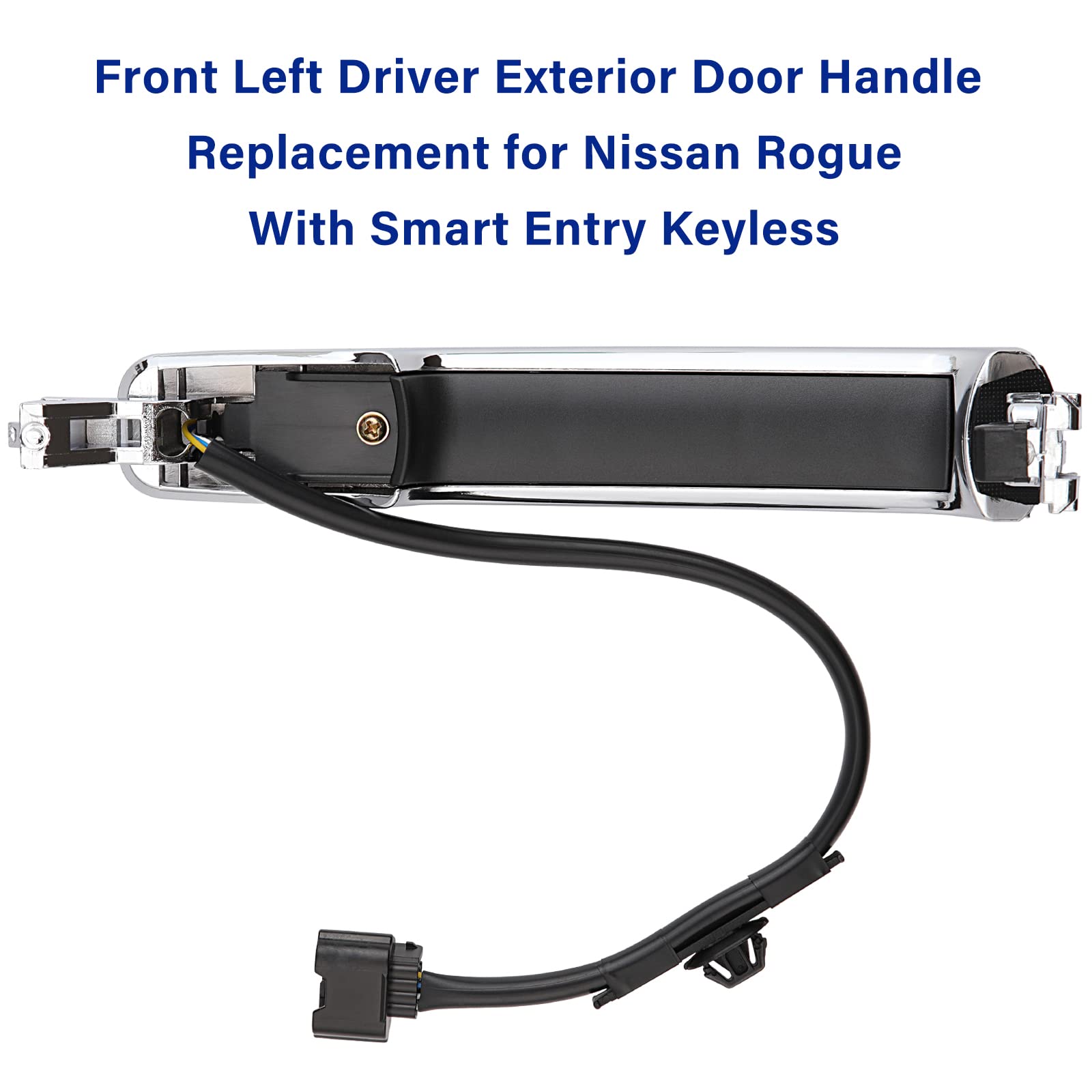 Lcyolada Exterior Chrome Door Handle Front Left Driver Side For Nissan Rogue 2010-2013,With Sensor And Smart Keyless Entry Syste