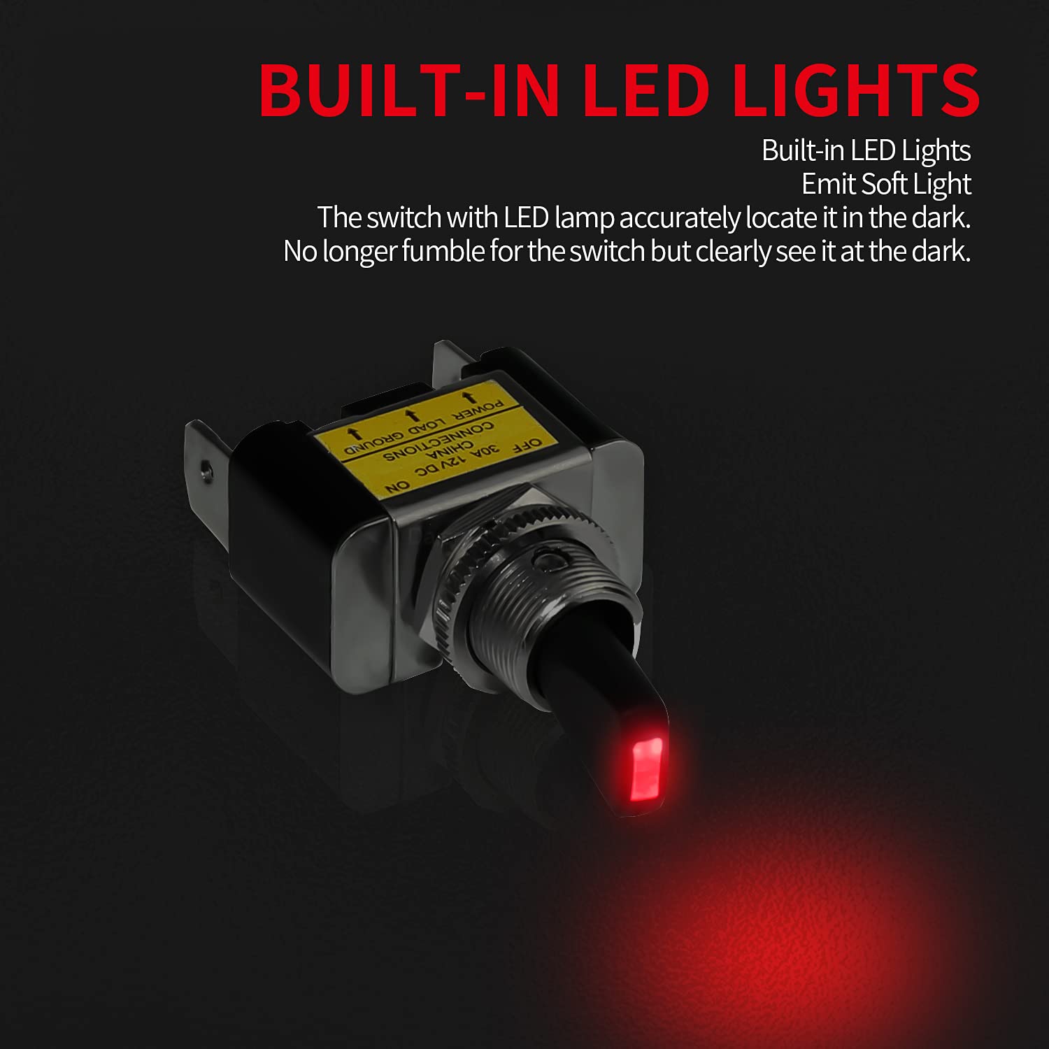 Daiertek 30 Amp Heavy Duty Dc Toggle Switch, 12 Volt 30A Lighted Toggle Switch With Red Led 12V For Car Truck Vehicle Utv -2Pcs